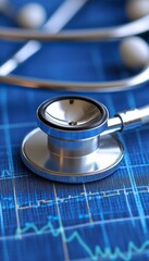 Medical Stethoscope on EKG Chart, Healthcare Analytics and Patient Data Interpretation