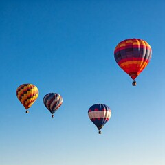 Fototapeta premium Striped Hot Air Balloons Drifting in Harmony