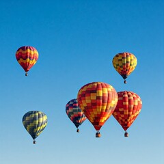 Obraz premium Vibrant Balloons Soaring Over Clear Blue Skies