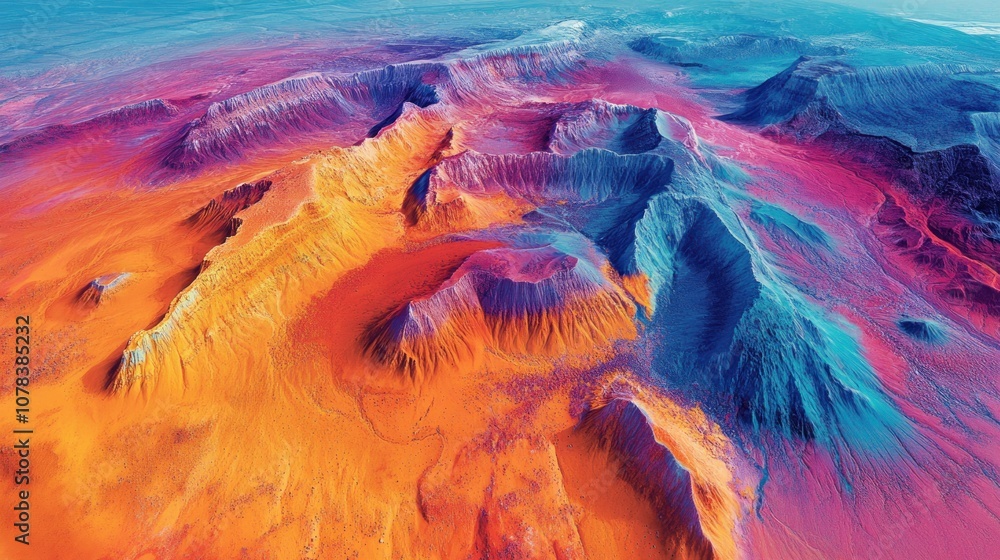 Poster a satellite using multispectral imaging technology to analyze changes in terrain and environment.