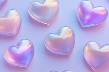 Subtle abstract hearts with glowing edges on a soft lavender gradient.