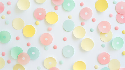 Obraz premium Birthday Background with Colorful Polka Dots on Cream
