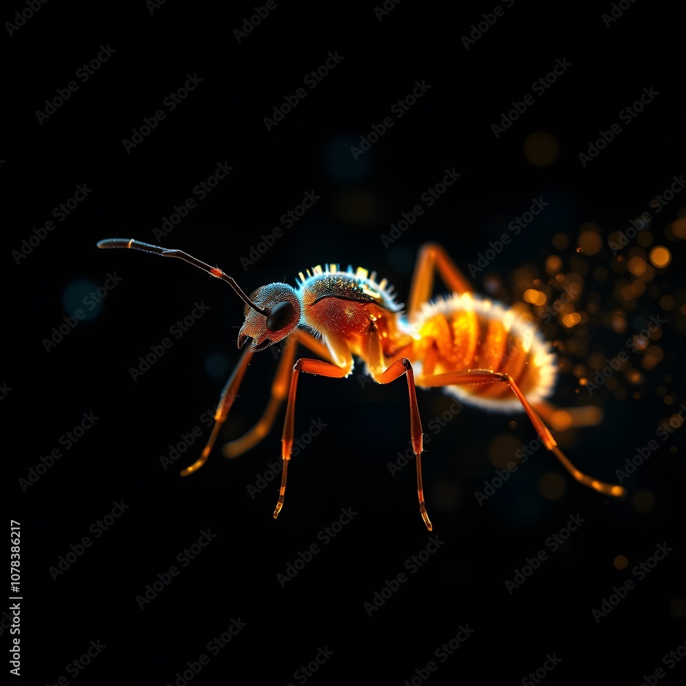 Poster A Vigorous Ant Dissolving and Disappearing in Particles with Glowing Effects: A Stunning Representation of Nature's Mysteries