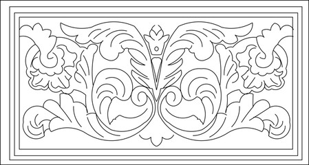 Fototapeta premium Sketch vector illustration silhouette design ornate painting decoration ornament abstract modern classic vintage ethnic floral traditional
