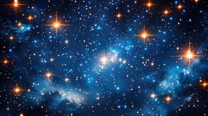 Countless stars twinkling brightly across the night sky, their soft glow creating a mesmerizing pattern on the deep blue canvas."