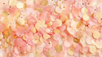 Obraz premium Birthday Background with Soft Pink and Gold Confetti