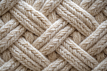 Intricate woven pattern of cream-colored yarn showcasing craftsmanship