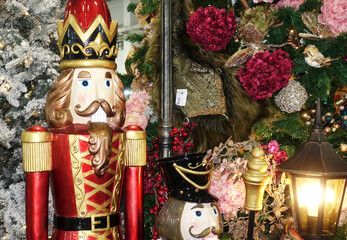 Christmas decorations king figurine with lantern.