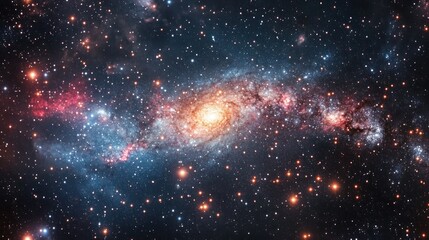 Obraz premium Endless starry sky with different intensities of starlight, distant galaxies visible as faint clusters of glowing stars.