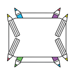 Rectangle Frame Made of Colored Pencils Graphic Design.