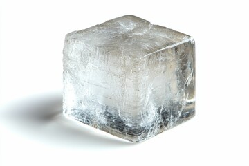Obraz premium A single ice cube on a white background.