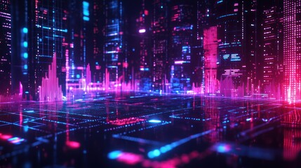 Digital Cityscape: Neon Glow