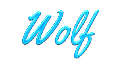 Glowing blue effect of name Wolf on white background.