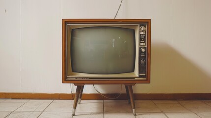 vintage television with white screen  on white isolated background photorealistic stock commercial photography 8k