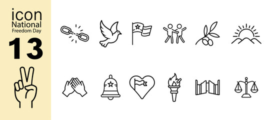 National Freedom Day Icon Set