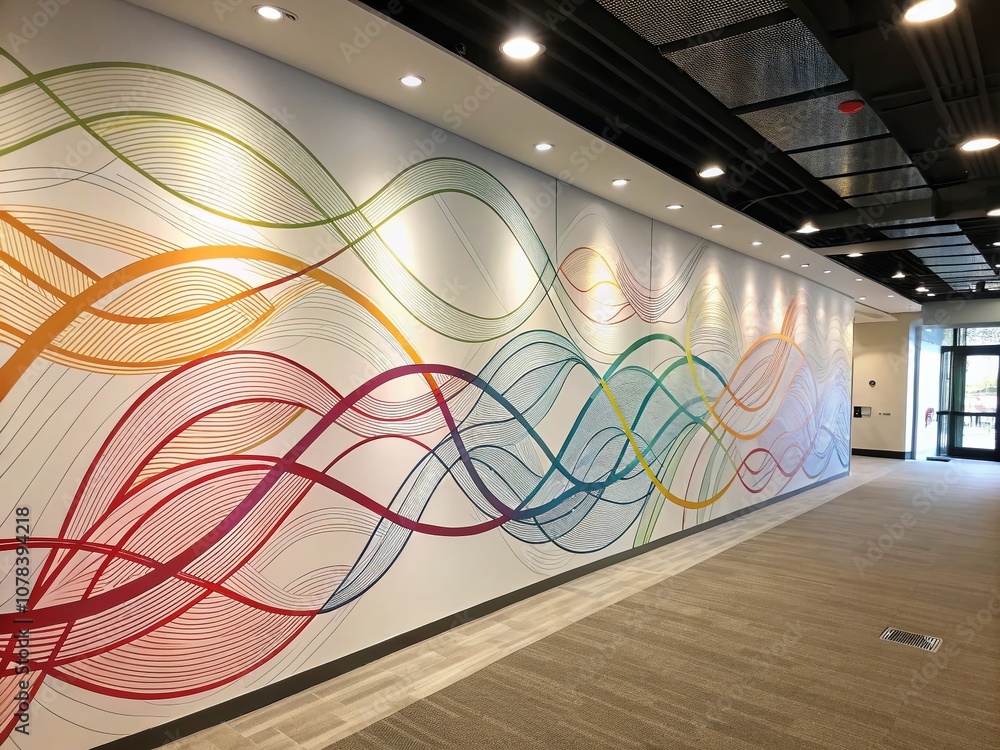 Poster abstract lines wallpaper for desktop background featuring curved patterns and vibrant colors, perfec