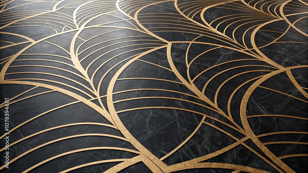 Poster abstract pattern background with luxurious golden lines on a black backdrop for a modern and premium