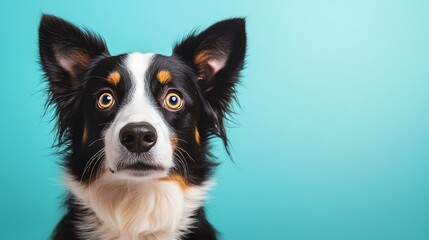 Fototapeta premium A dog with brown and black fur stares directly at the camera.