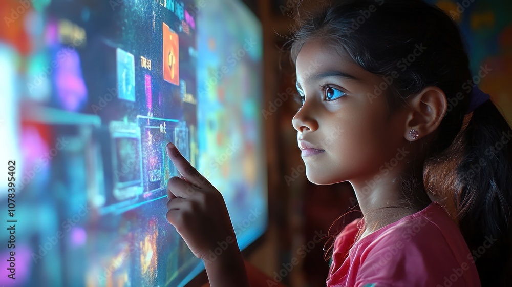 Poster teacher using ai-based digital teaching aids to enhance student engagement, adaptive learning softwa