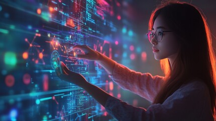 Teacher using AI-powered tools to deliver personalized lessons, digital innovation enhancing the learning experience."