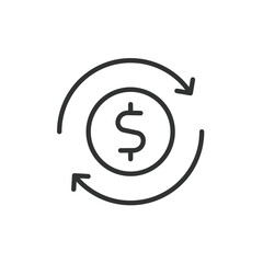 Working capital, icon in line design. Working, capital, finance, liquidity, business, assets, funds on white background vector. Working capital editable stroke icon