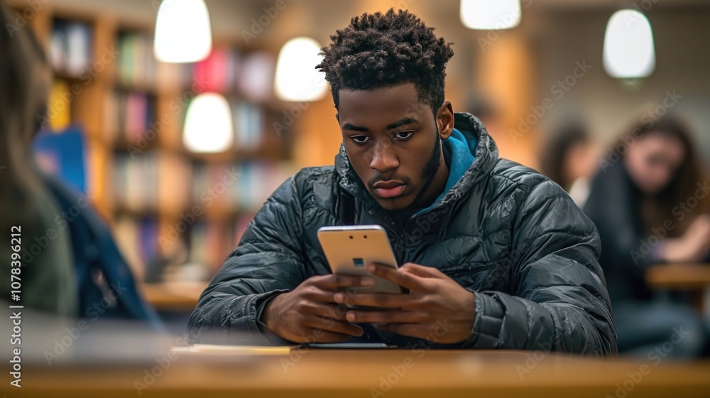 Poster university student accessing study materials through an educational app, personalized learning recom