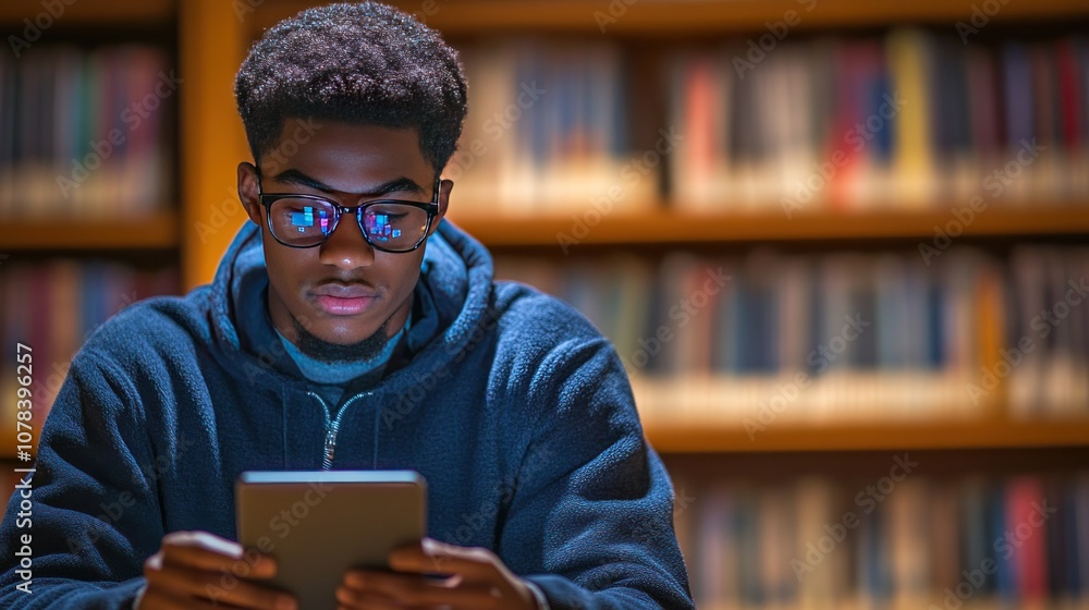 Aufkleber university student accessing study materials through an educational app, personalized learning recom