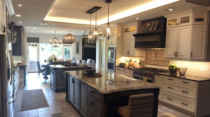 Luxury Kitchen Design with Dramatic Lighting Interior