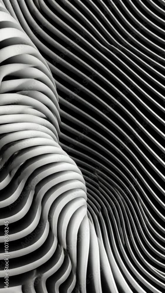 Poster dynamic abstract animation of a face morphing with stripes