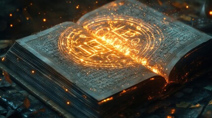 Ancient Book With Glowing Symbol