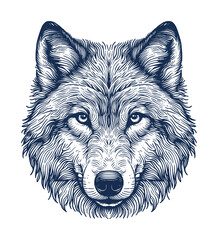 sketch illustration of a wolf head - view from front (artwork 1) © mr.mmz