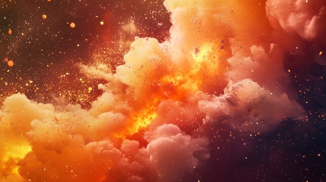Vibrant rocket launch with billowing smoke and fire, creating a dynamic and thrilling background