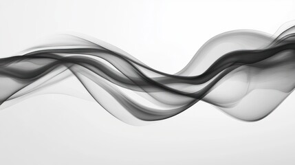 Fototapeta premium Billowing dark smoke with thick layers, abstract and moody effect, isolated on a light background