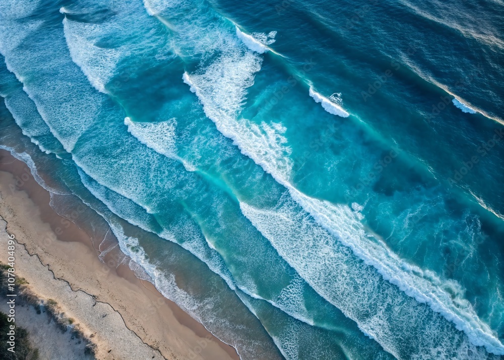 Poster aerial view of abstract ocean blue wave lines layered background for modern design and creative proj