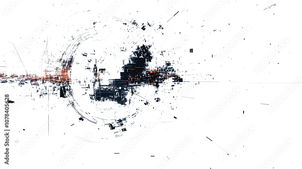 Poster abstract tech: navigating global communication and data analysis in white background - cyber explora