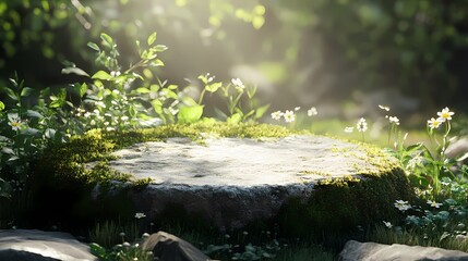Fototapeta premium Outdoor nature stone booth poster background