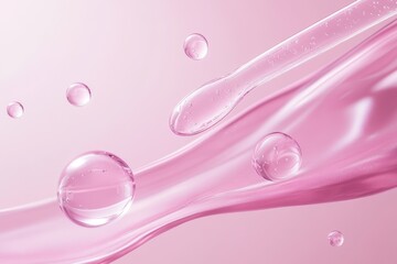 3D abstract backdrop of collagen bubbles Cosmetic essence with clear drops