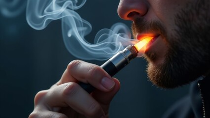 Obraz premium A smoker exhales a lot of smoke.