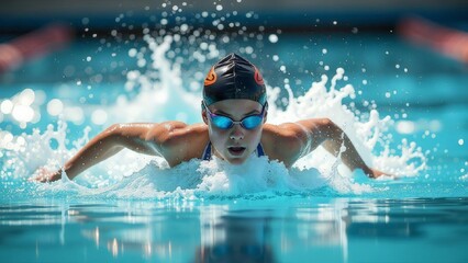 Swimmer in dynamics at competitions.