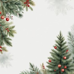 marco de de navidad acuarela. abeto