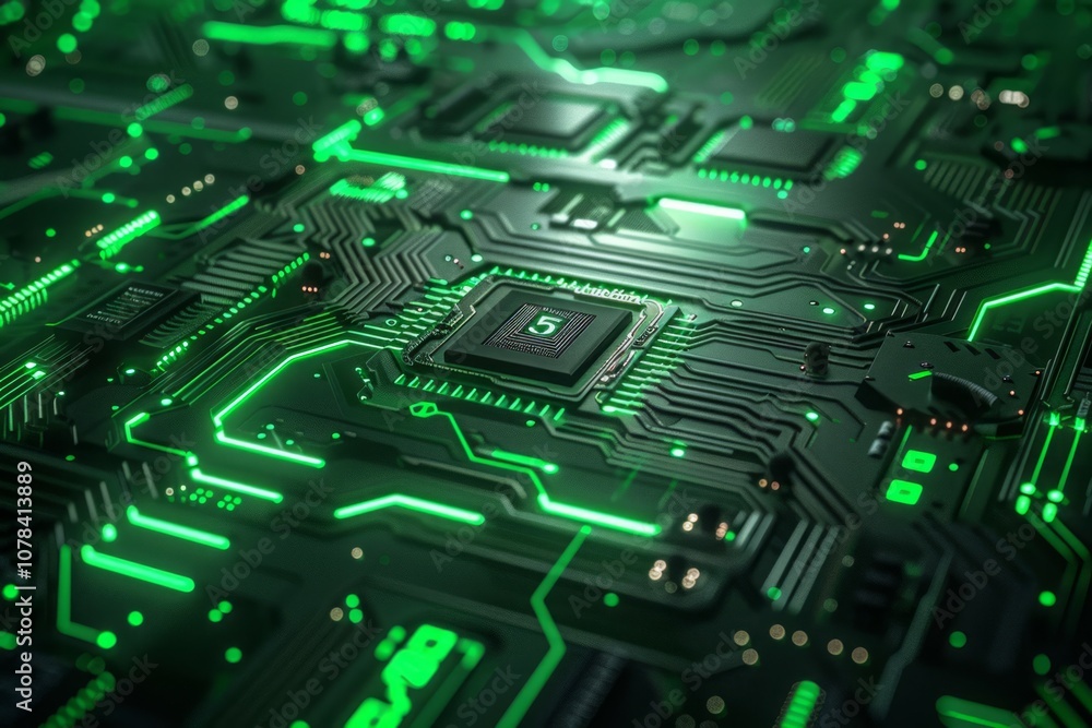 Poster circuit board. electronic computer hardware technology. motherboard digital chip. neural network ai 