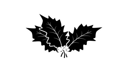 Fototapeta premium Holly leaf emblem , black isolated silhouette