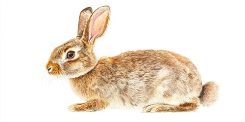 Obraz premium Illustrated bunny rabbit with fluffy fur and long ears.