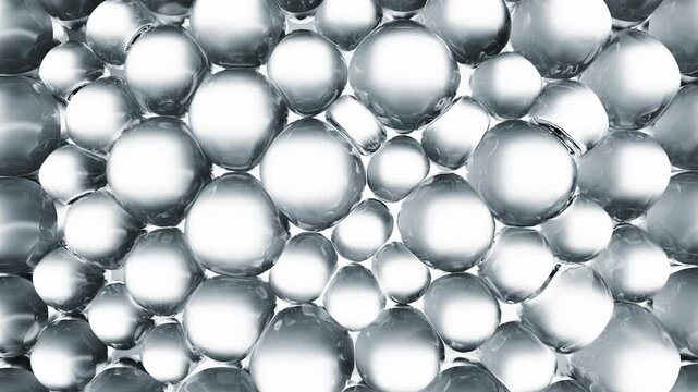 Clear cosmetic serum with liquid bubbles in a 3D abstract background. Hydrating essence gel enriched with collagen molecules. Moisturizing cream or oil for advanced skincare, beauty, and skin health.