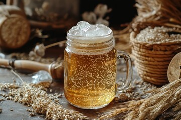 Fototapeta premium Chilled barley tea with ice