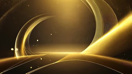 Golden light lines animation stretching on black background in abstract motion style.