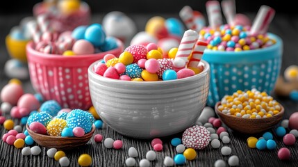 Black and white vintage elements with vibrant colored party decorations for International Day of Happiness