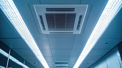 Ceiling-mounted air conditioner in a commercial space, symbolizing climate control technology