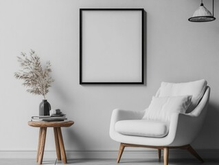 Clean, minimalist design with empty picture frame on wall.