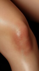  Close-up of bare knee with slight redness, focusing on skin detail and human anatomy, possibly implying injury or health focus.